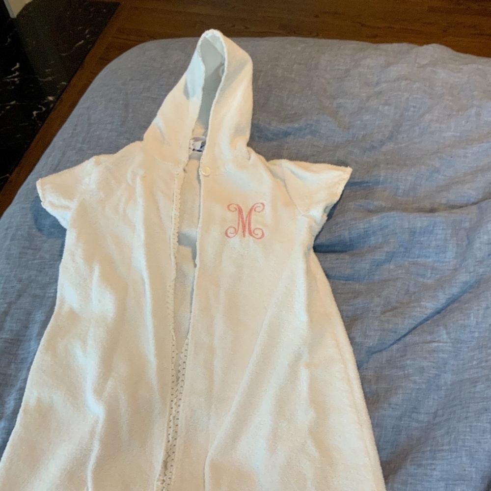 Girls terry “M” monogrammed bathing suit cover